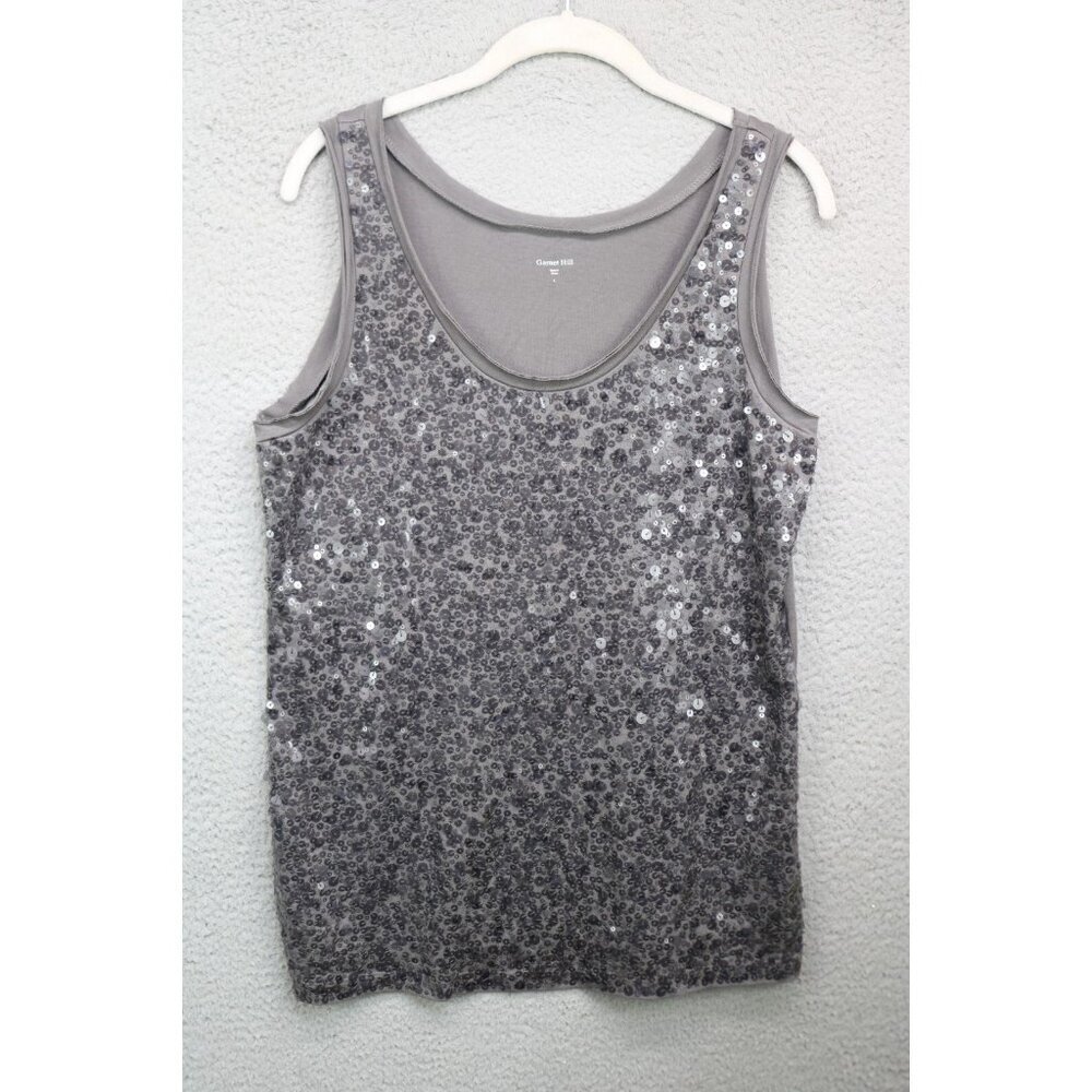 Garnet Hill Full Frontal Sequins Tank Top-Size Large-Soft-City